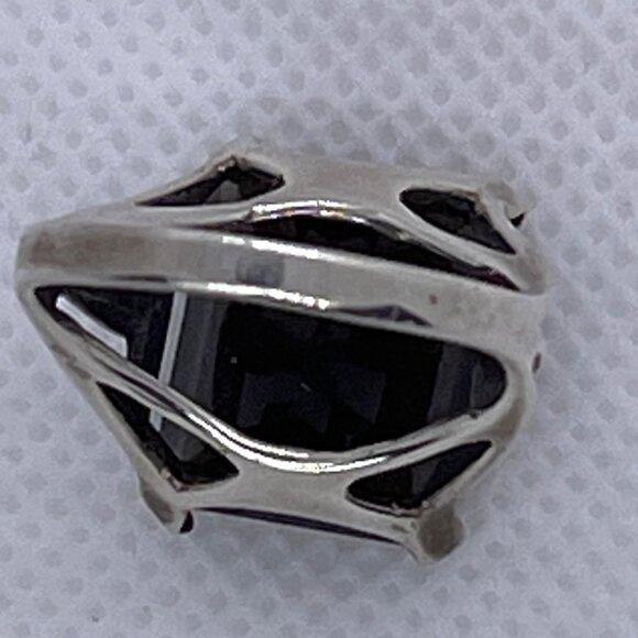Vintage Smoky Quartz Cocktail Ring 925 Sterling Silver Emerald Cut Size 6.75 - Picture 4 of 12